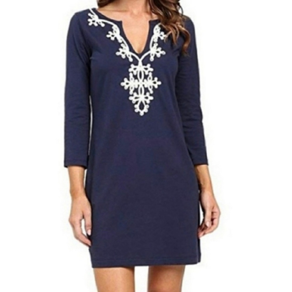 Lilly Pulitzer Marina navy shift dress, size L